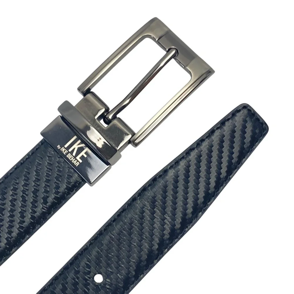 IKE BEHAR Leather Reversible Belt Textured Dressy in Black Size 36